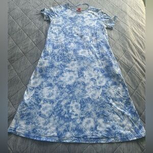 Joe Fresh Ladies Blue and White Tie Dye Inspired Midi Dress